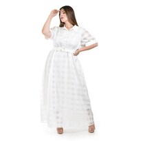 Vestido Roman Fashion Largo Semitransparente Blanco para Mujer