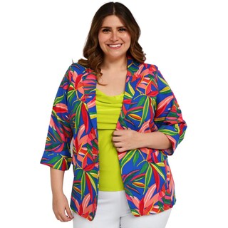 Foto 1 | Foto 1 | Blazer de Lino Roman Fashion Tallas Extras color Azul