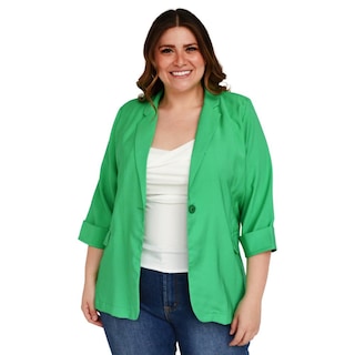Foto 5 | Foto 5 | Blazer Manga 3/4 Roman Fashion color Verde para Mujer