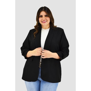 Foto 5 | Foto 5 | Blazer Manga 3/4 Roman Fashion Negro Tallas Extras para Mujer