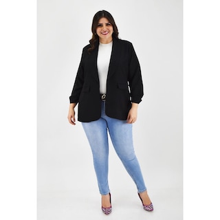 Foto 6 | Foto 6 | Blazer Manga 3/4 Roman Fashion Negro Tallas Extras para Mujer
