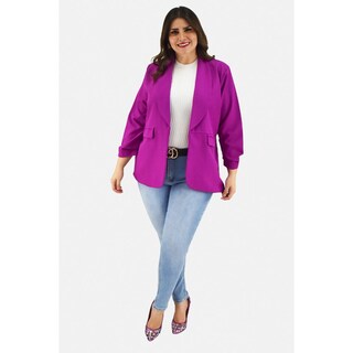 Foto 5 | Foto 5 | Blazer Manga 3/4 Roman Fashion /tallas Extras, 12255 (magenta) Fucsia Oscuro