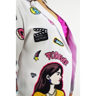Foto 4 | Foto 4 | Blazer Roman Fashion Friends Forever Blanco Tallas Extras para Mujer