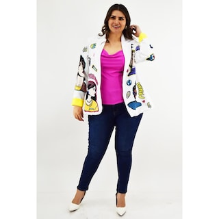 Foto 5 | Foto 5 | Blazer Roman Fashion Friends Forever Blanco Tallas Extras para Mujer