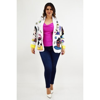 Foto 6 | Foto 6 | Blazer Roman Fashion Friends Forever Blanco Tallas Extras para Mujer