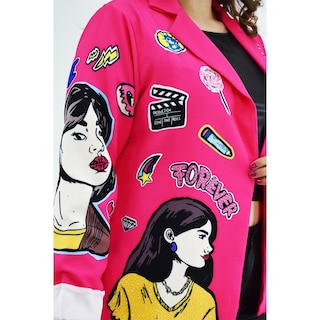 Foto 4 | Foto 4 | Blazer para Mujer Roman Fashion Tallas Extras Friends Fucsia