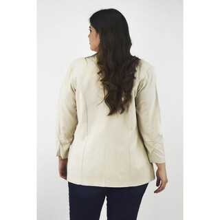 Foto 3 | Foto 3 | Blazer de Lino Roman FashionTallas Extras 2329 Beige