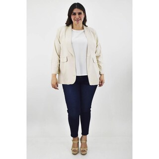 Foto 6 | Foto 6 | Blazer de Lino Roman FashionTallas Extras 2329 Beige