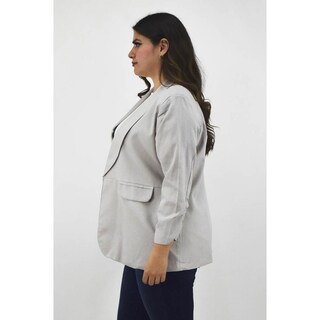 Foto 2 | Foto 2 | Blazer De Lino Roman Fashion Tallas Extras 2329 Gris