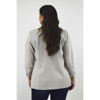 Foto 3 | Foto 3 | Blazer De Lino Roman Fashion Tallas Extras 2329 Gris
