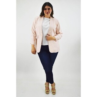 Foto 6 | Foto 6 | Blazer de Lino Roman Fashion Tallas Extras 2329 Rosa