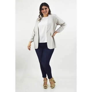 Foto 6 | Foto 6 | Blazer De Lino Roman Fashion Tallas Extras 2329 Gris