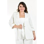 Blazer Lino Con Líneas Roman Fashion /tallas Extras 2401 Blanco