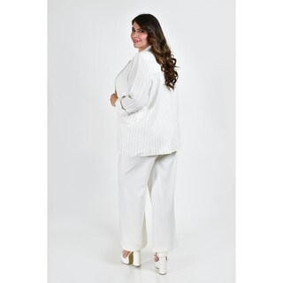 Foto 2 | Foto 2 | Blazer Lino Con Líneas Roman Fashion /tallas Extras 2401 Blanco