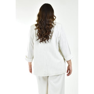 Foto 3 | Foto 3 | Blazer Lino Con Líneas Roman Fashion /tallas Extras 2401 Blanco