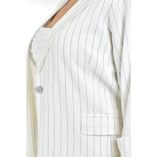 Foto 4 | Foto 4 | Blazer Lino Con Líneas Roman Fashion /tallas Extras 2401 Blanco