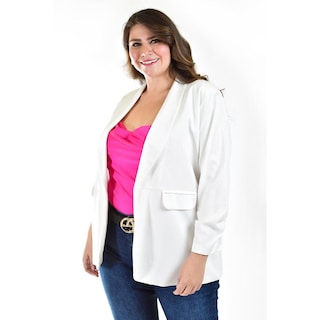 Foto 1 | Foto 1 | Blazer De Lino Roman Fashion /tallas Extras 2329 Blanco