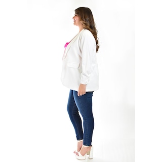 Foto 2 | Foto 2 | Blazer De Lino Roman Fashion /tallas Extras 2329 Blanco