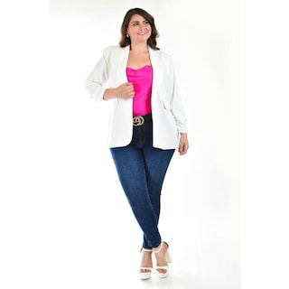 Foto 5 | Foto 5 | Blazer De Lino Roman Fashion /tallas Extras 2329 Blanco