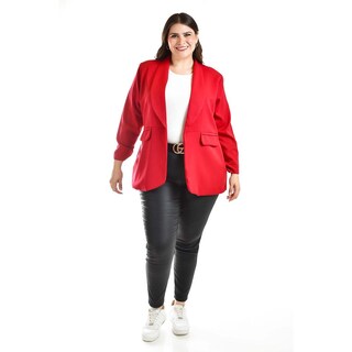 Foto 5 | Foto 5 | Blazer Manga 3/4 Roman Fashion /tallas Extras, 12255 (rojo) Rojo