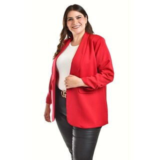 Foto 7 | Foto 7 | Blazer Manga 3/4 Roman Fashion /tallas Extras, 12255 (rojo) Rojo