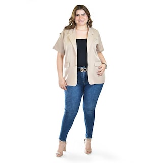 Foto 1 | Foto 1 | Blazer De Manga Corta Roman Fashion /tallas Extras, 2561 (beige) Beige