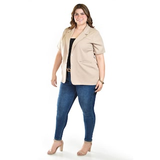 Foto 2 | Foto 2 | Blazer De Manga Corta Roman Fashion /tallas Extras, 2561 (beige) Beige