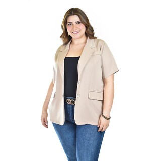 Foto 5 | Foto 5 | Blazer De Manga Corta Roman Fashion /tallas Extras, 2561 (beige) Beige