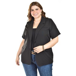 Foto 5 | Foto 5 | Blazer De Manga Corta Roman Fashion /tallas Extras, 2561 (negro) Negro
