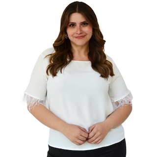 Foto 1 | Foto 1 | Blusa con Plumas Roman Fashion 3870 color Hueso
