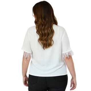 Foto 3 | Foto 3 | Blusa con Plumas Roman Fashion 3870 color Hueso