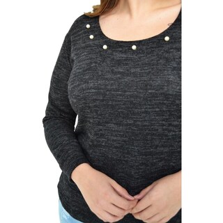 Foto 4 | Foto 4 | Blusa Tejida con Perlas Roman Fashion 1138 color Gris