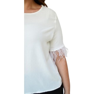 Foto 4 | Foto 4 | Blusa con Plumas Roman Fashion 3870 color Hueso