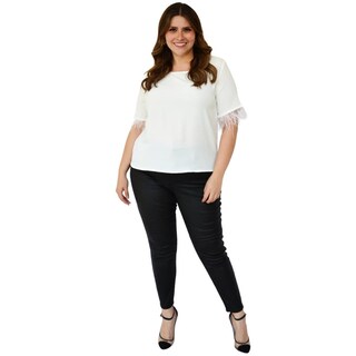 Foto 5 | Foto 5 | Blusa con Plumas Roman Fashion 3870 color Hueso