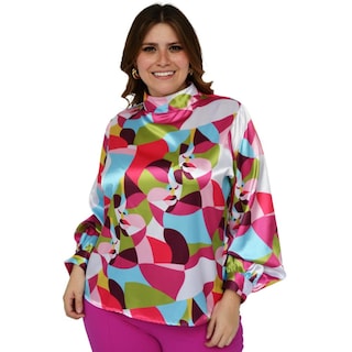 Foto 1 | Foto 1 | Blusa Cuello Alto ROMAN FASHION 1188 color Rosa Tallas Extras