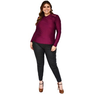 Foto 6 | Foto 6 | Blusa de Satín ROMAN FASHION 1802 color Vino Tallas Extras