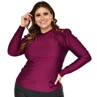 Foto 4 | Foto 4 | Blusa de Satín ROMAN FASHION 1802 color Vino Tallas Extras