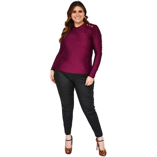 Foto 6 | Foto 6 | Blusa de Satín ROMAN FASHION 1802 color Vino Tallas Extras