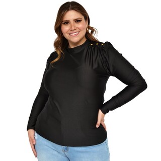 Foto 1 | Foto 1 | Blusa de Satín ROMAN FASHION 1802 color Negro Tallas Extras