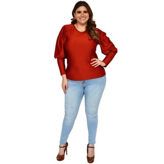 Foto 6 | Foto 6 | Blusa Roman Fashion color Naranja de Puño Cerrado