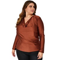 Blusa Elegante de Satín ROMAN FASHION 1787 color Marrón Tallas Extras
