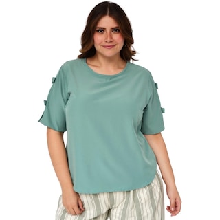 Foto 1 | Foto 1 | Blusa con Moños ROMAN FASHION 024 color Verde Tallas Extras