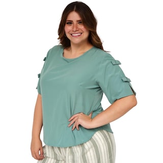 Foto 2 | Foto 2 | Blusa con Moños ROMAN FASHION 024 color Verde Tallas Extras
