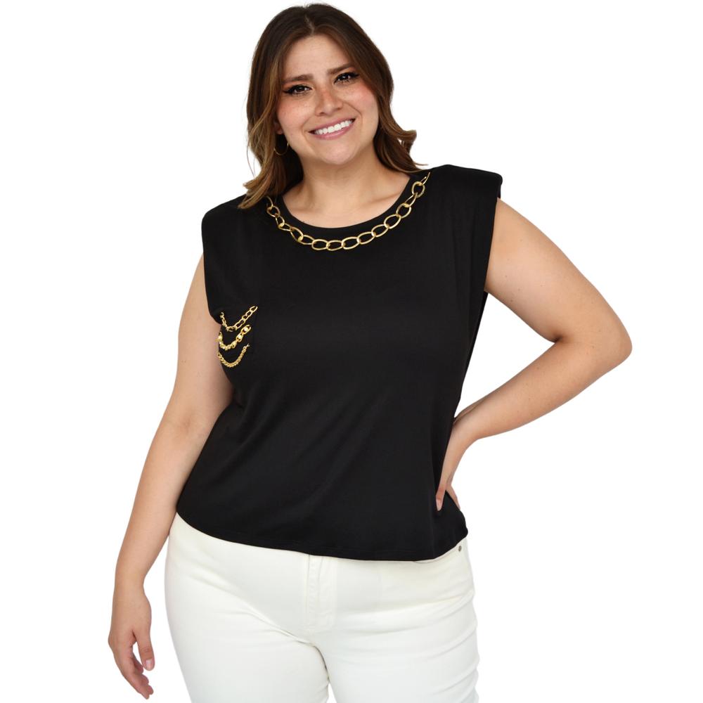 Blusa para Dama Roman Fashion Talla Extra 3799 color Negro