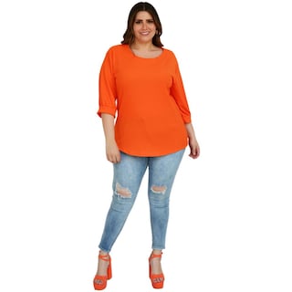 Foto 5 | Foto 5 | Blusa Roman Fashion BL-GR-1814 color Naranja Tallas Extras