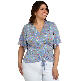 Foto 4 | Foto 4 | Blusa Roman Fashion Manga 3/4 color Azul para Mujer