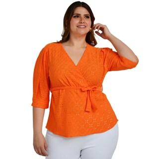 Foto 2 | Foto 2 | Blusa Roman Fashion Manga 3/4 color Naranja para Mujer
