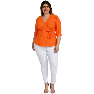 Foto 5 | Foto 5 | Blusa Roman Fashion Manga 3/4 color Naranja para Mujer