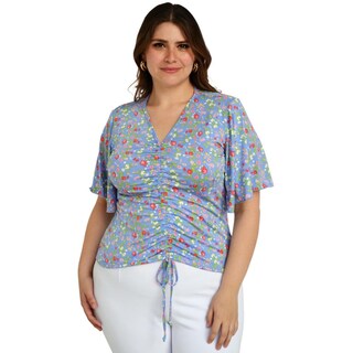 Foto 1 | Foto 1 | Blusa Roman Fashion Manga 3/4 color Azul para Mujer