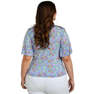 Foto 3 | Foto 3 | Blusa Roman Fashion Manga 3/4 color Azul para Mujer
